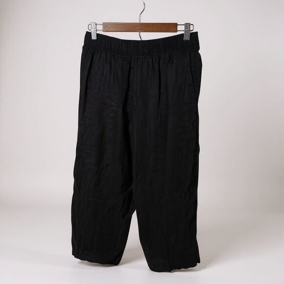 C&C California Women's Small Cropped Lightweight Black Linen Pants W/ Pockets - Picture 1 of 5